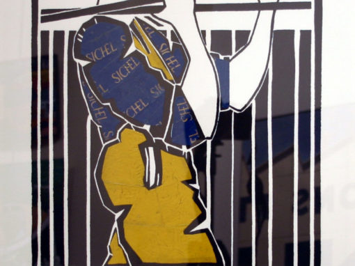 Olivier Lapicque – Affiche Galerie Théallet 2011 rehaussée de plombs étamés