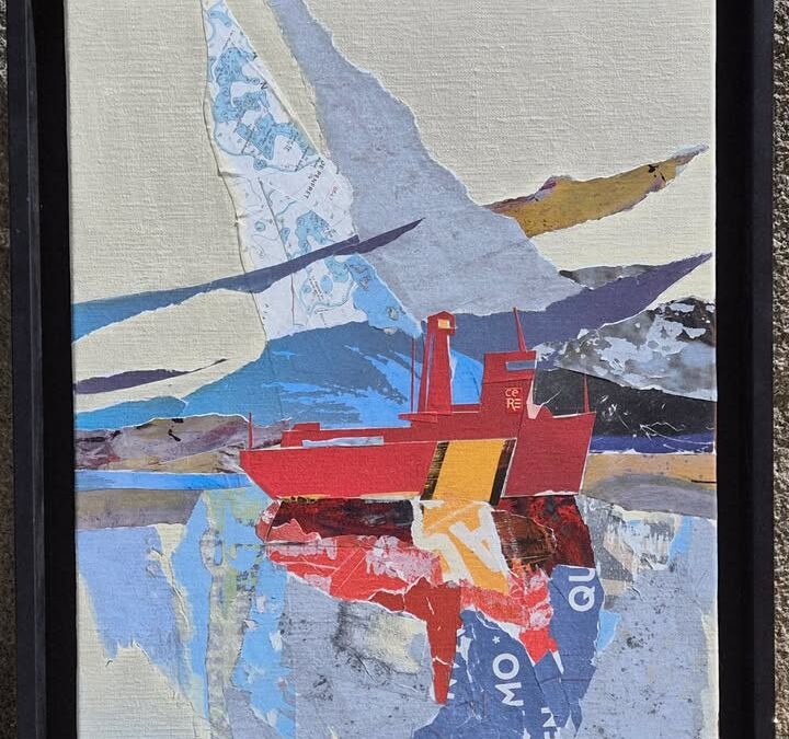 Un coup de cœur pour ce ‘Bateau-feu’ (huile et collage…